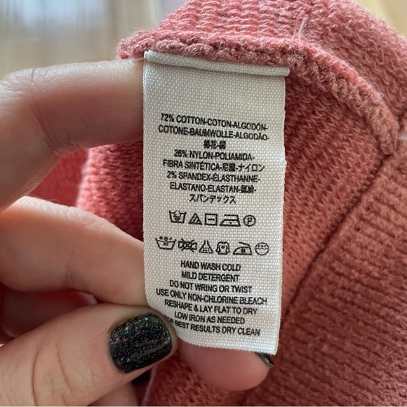 Free People Peach Pink Textured Ribbed Knit Cotton Blend Isla Ottoman Tunic NWT - Picture 11 of 12